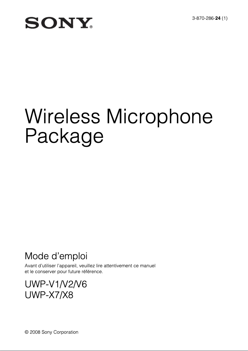 Image de la première page du manuel de l'appareil UWP-V1