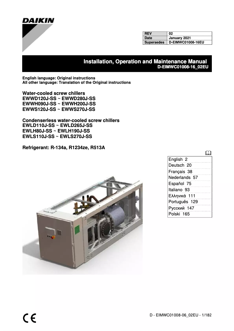 Page n°1 - Manuel utilisateur Daikin EWLH170J-SS
