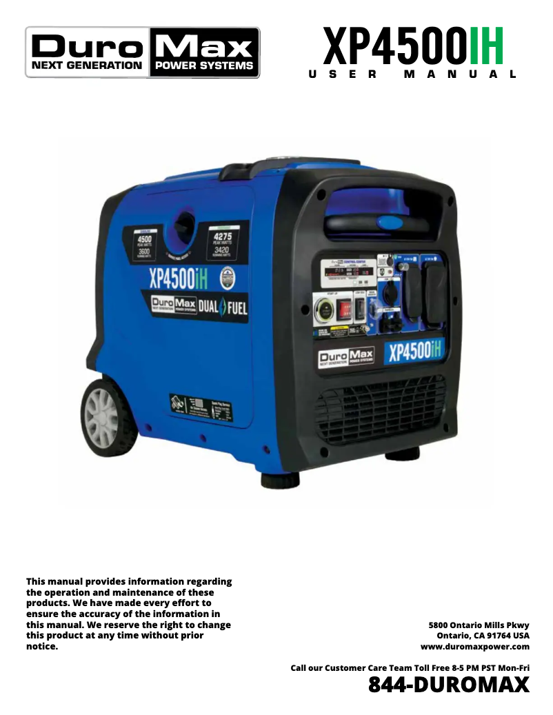 Página 1 del manual Manual de usuario DuroMax XP4500iH