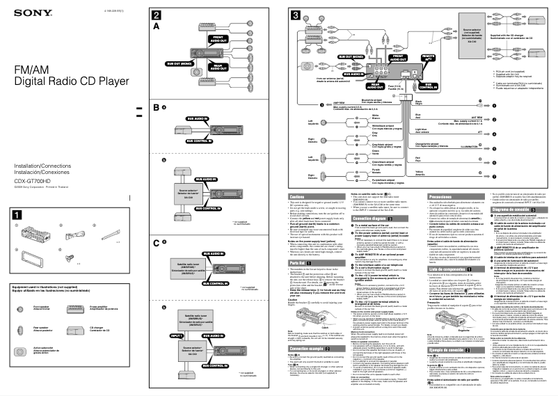Page n°1 - Guide d'installation Sony CDX-GT700HD