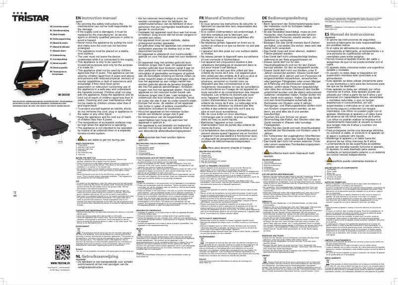 Page 1 de la notice Manuel utilisateur TriStar GR-2853CH
