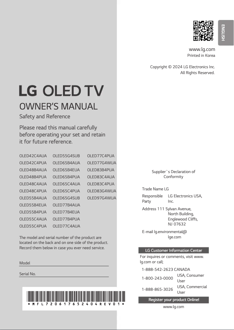 Page n°1 - Manuel utilisateur LG OLED77C4PUA
