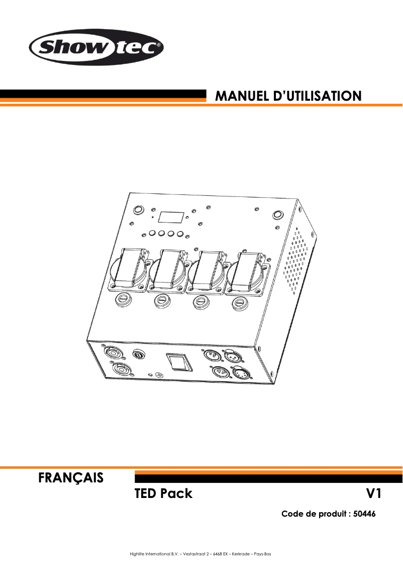 Page 1 de la notice Manuel utilisateur Showtec TED Pack