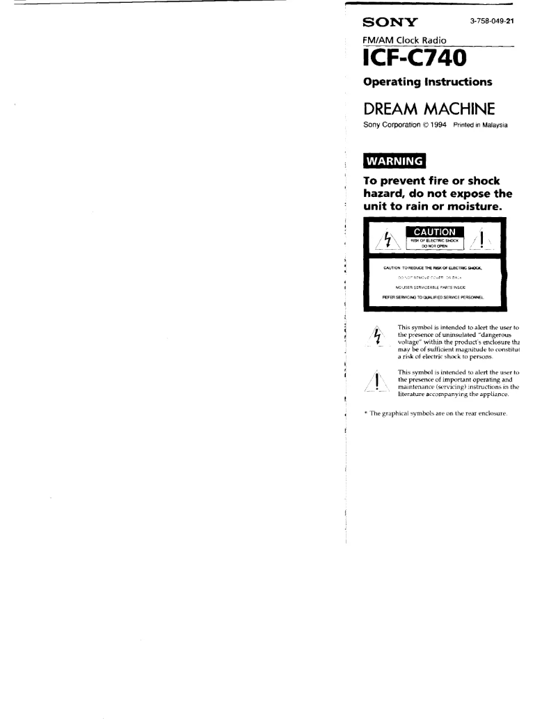 Image de la première page du manuel de l'appareil ICF-C740