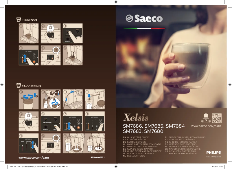 Image de la première page du manuel de l'appareil Saeco Xelsis SM7686