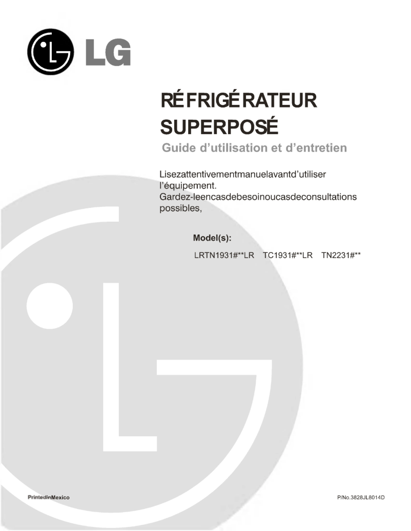 Page 1 de la notice Manuel utilisateur LG LRTN19310WW