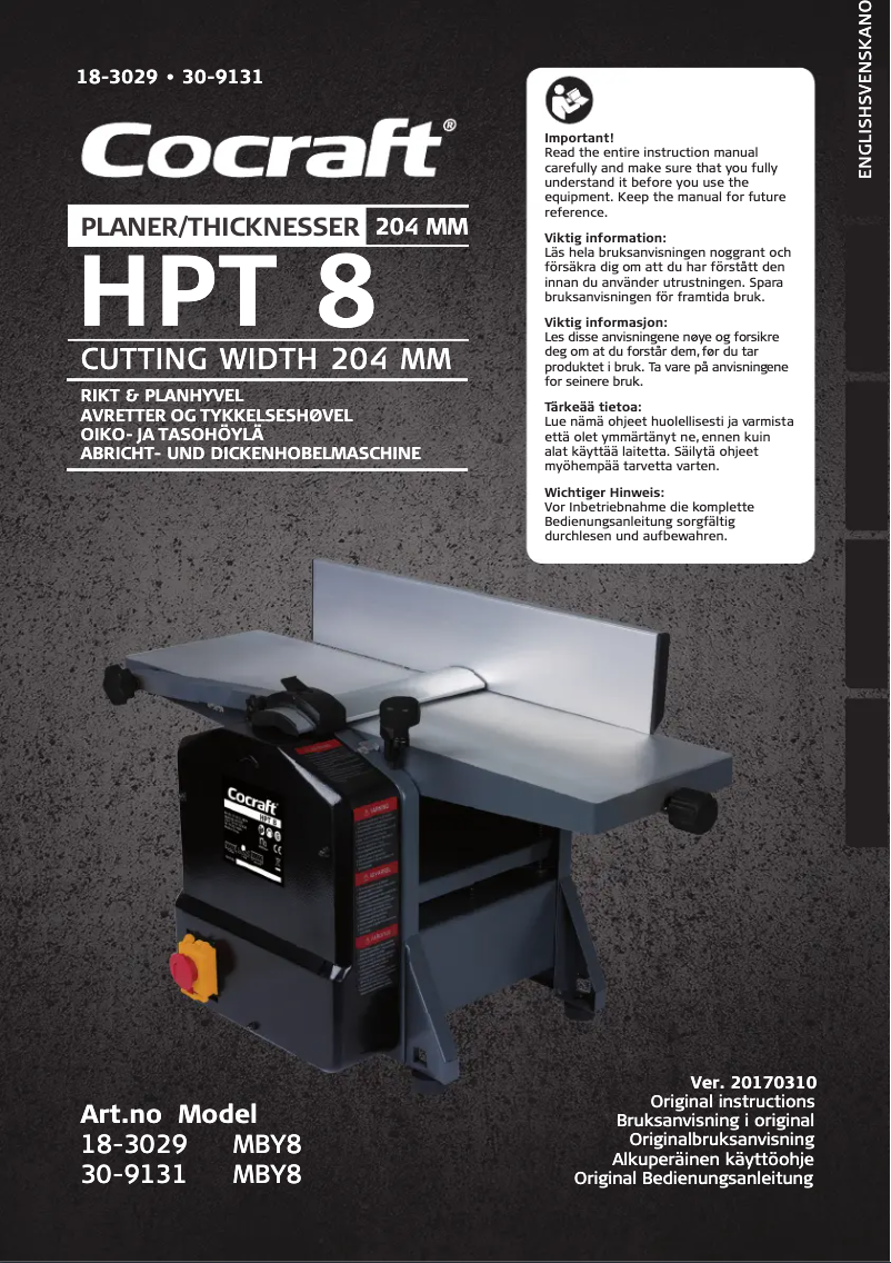 Page 1 de la notice Manuel utilisateur Cocraft HPT 8