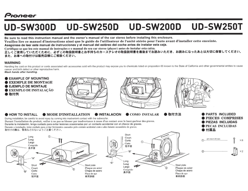 Page 1 de la notice Manuel utilisateur Pioneer UD-SW250D