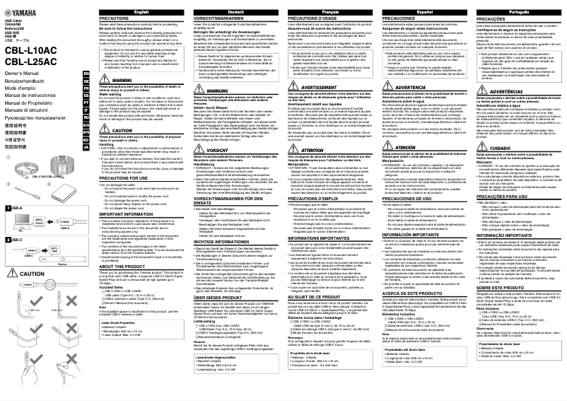 Page n°1 - Manuel utilisateur Yamaha CBL-L25AC