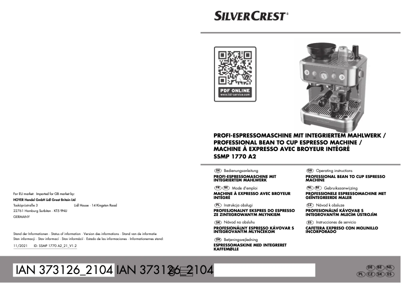 Page 1 de la notice Manuel utilisateur SilverCrest SSMP 1770 A2