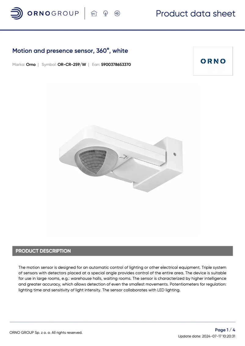 Image de la première page du manuel de l'appareil OR-CR-259