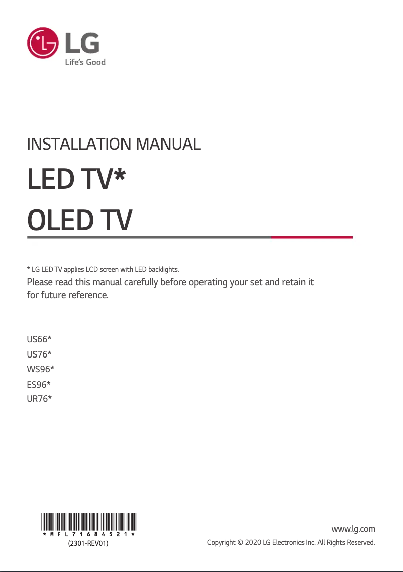 Page n°1 - Manuel utilisateur LG 50US662H9ZC