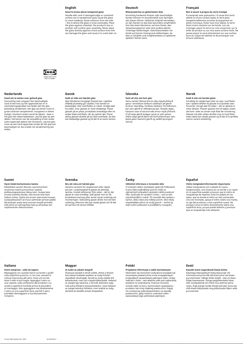 Página 1 del manual Manual de usuario Ikea TYSSEDAL 803.291.97