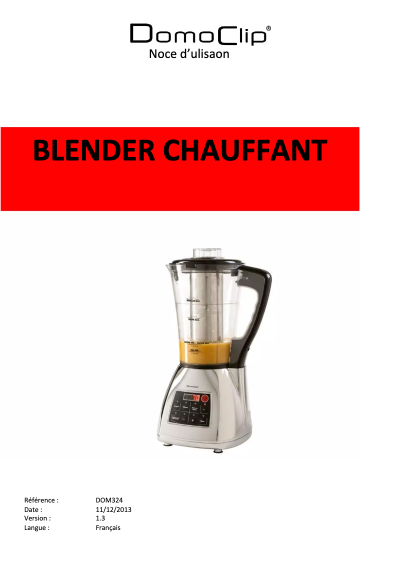 Page n°1 - Manuel utilisateur Domoclip DOM324