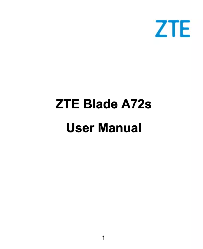 Page 1 de la notice Manuel utilisateur ZTE Blade A72s