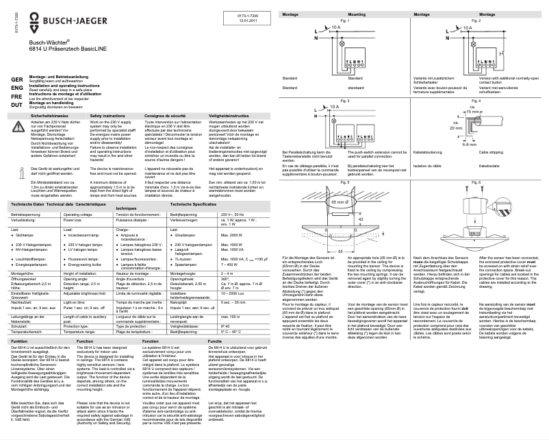 Page n°1 - Manuel utilisateur Busch-Jaeger 6814 U