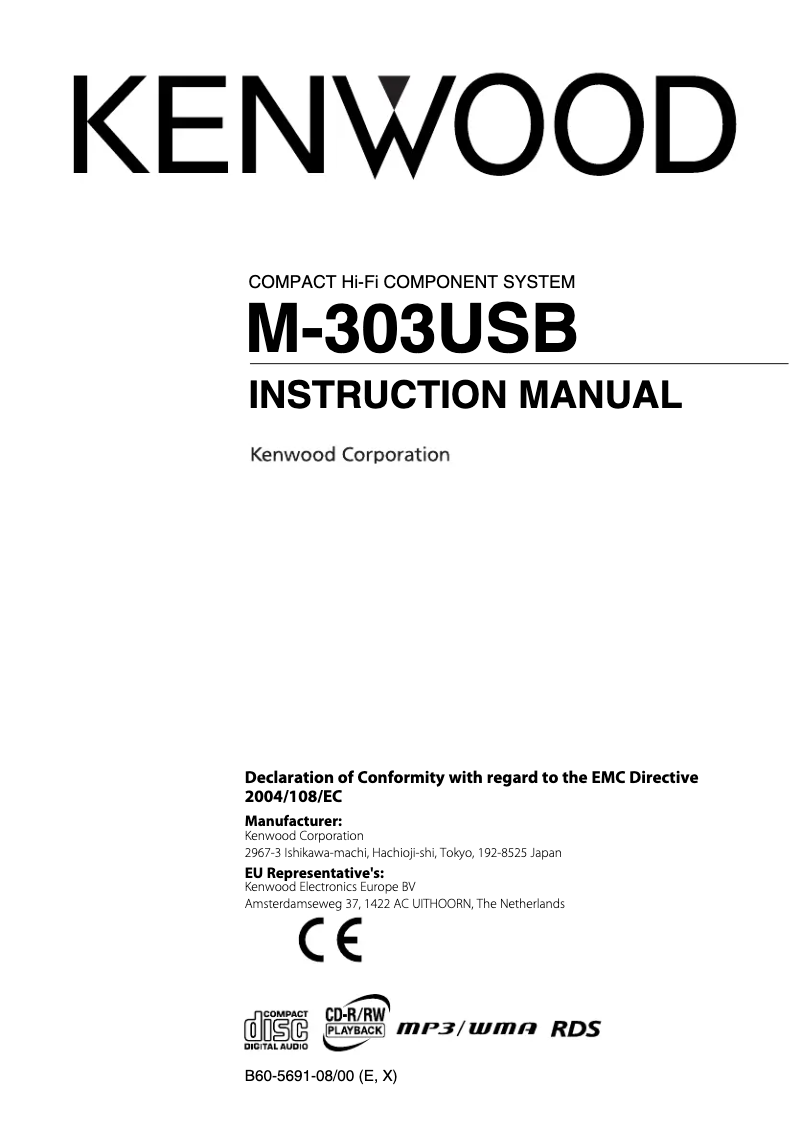 Page n°1 - Manuel utilisateur Kenwood M-303USB