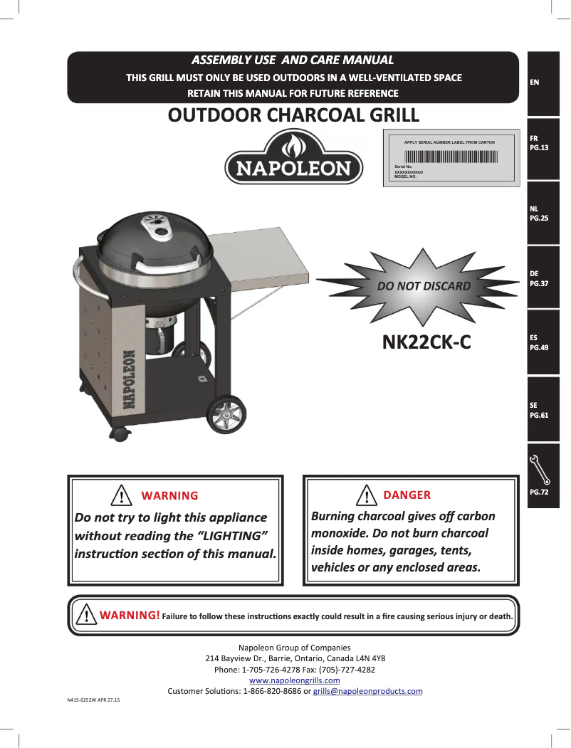 Image de la première page du manuel de l'appareil PRO22-CART-2