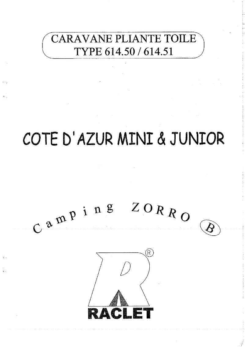 Page 1 de la notice Manuel utilisateur Raclet Cote d'Azur Junior