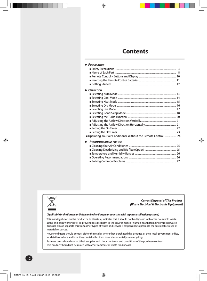Page n°1 - Manuel utilisateur Samsung AQV09NSBN