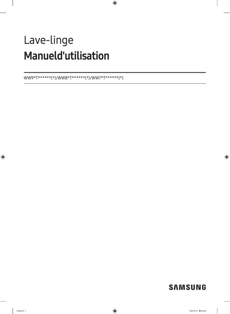 Page 1 de la notice Manuel utilisateur Samsung WW80T634DHE