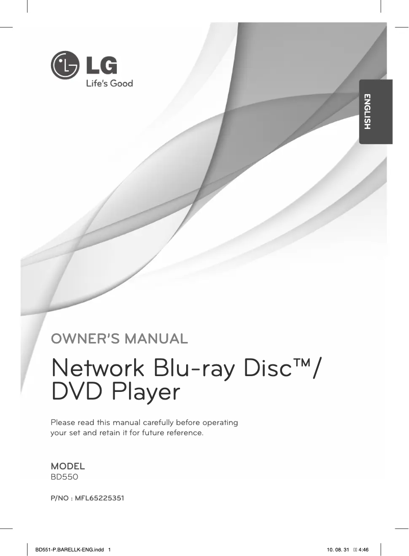 Page 1 de la notice Manuel utilisateur LG BD551