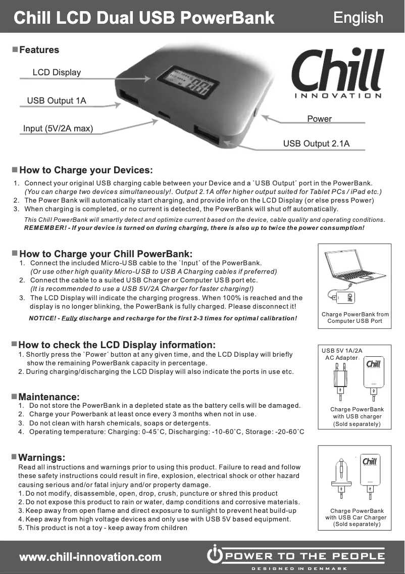 Page 1 de la notice Manuel utilisateur Chill Innovation PB-9000