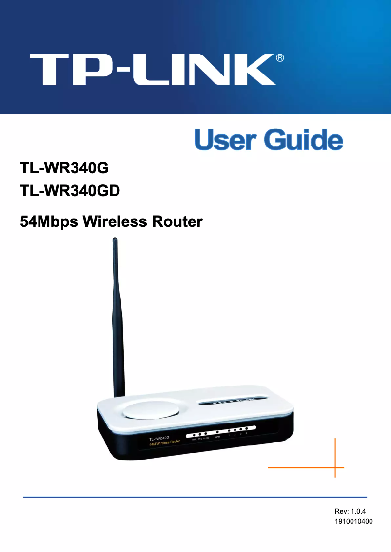 Image de la première page du manuel de l'appareil TL-WR340G
