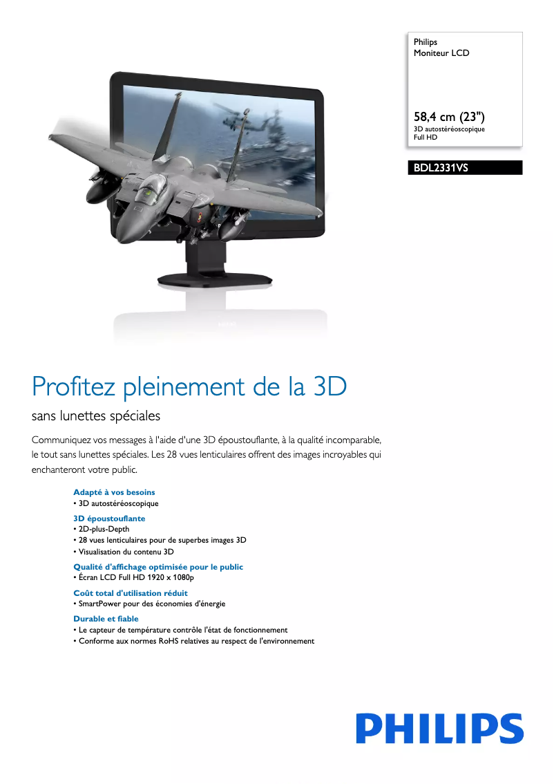 Page n°1 - Manuel utilisateur Philips BDL2331VS