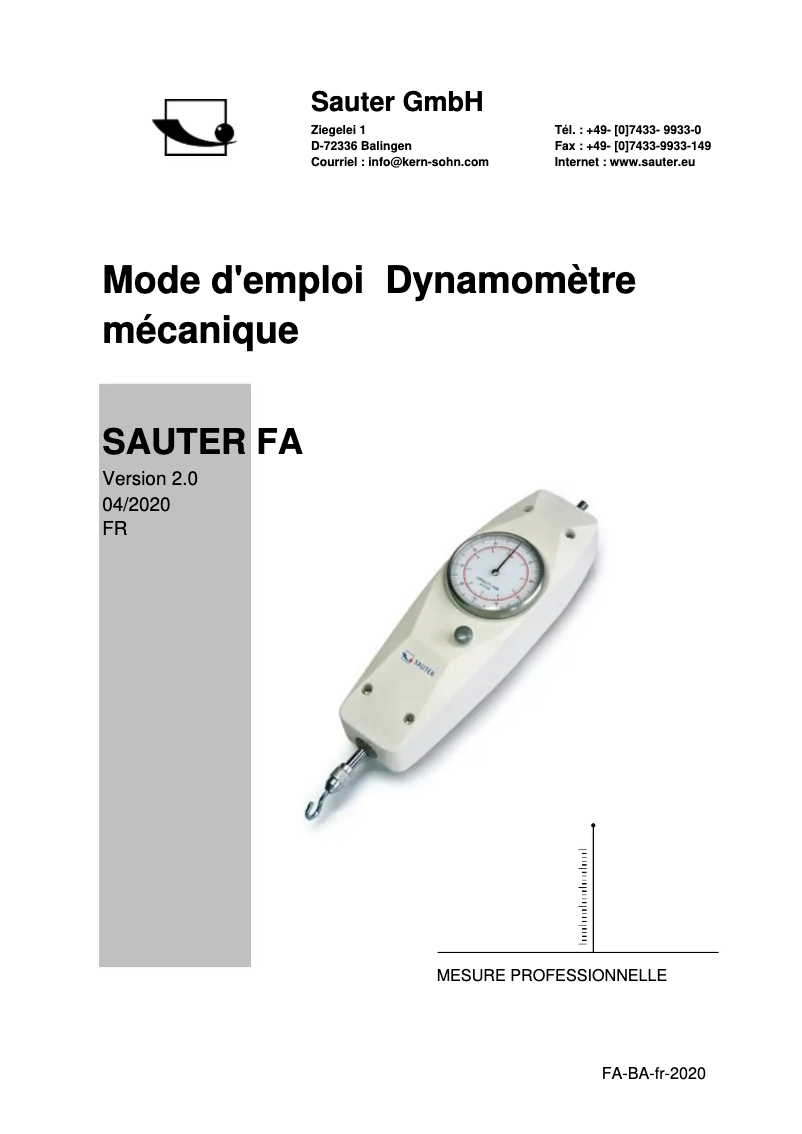 Page n°1 - Manuel utilisateur Sauter FA 500
