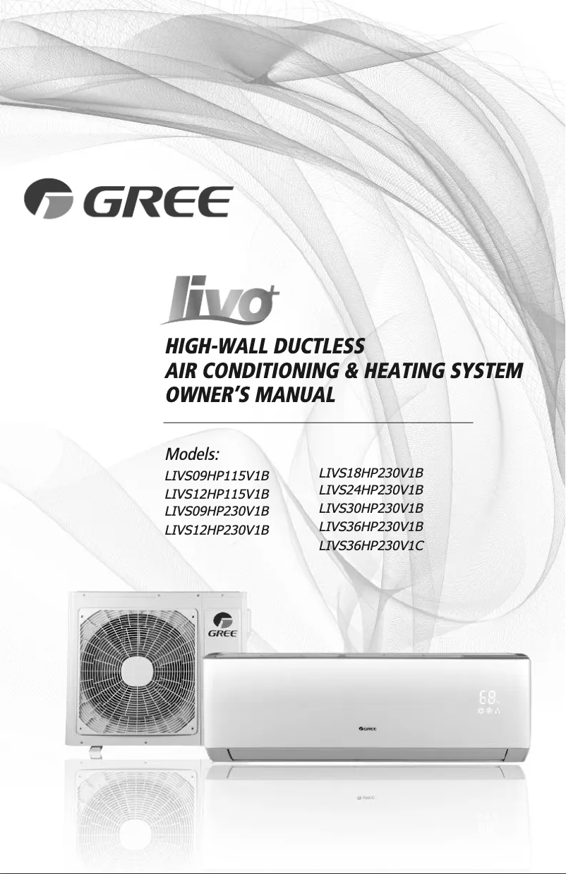 Page 1 de la notice Manuel utilisateur Gree LIVS36HP230V1CO