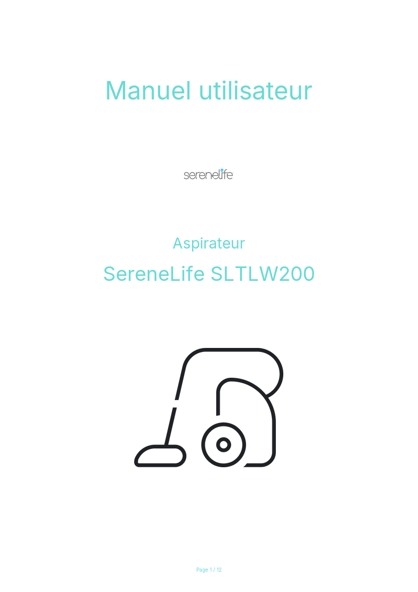 Page n°1 - Manuel utilisateur SereneLife SLTLW200
