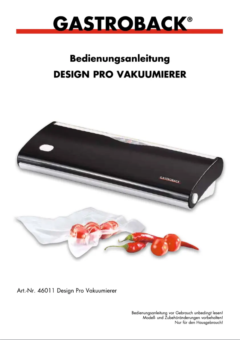 Image de la première page du manuel de l'appareil Design Pro 46011