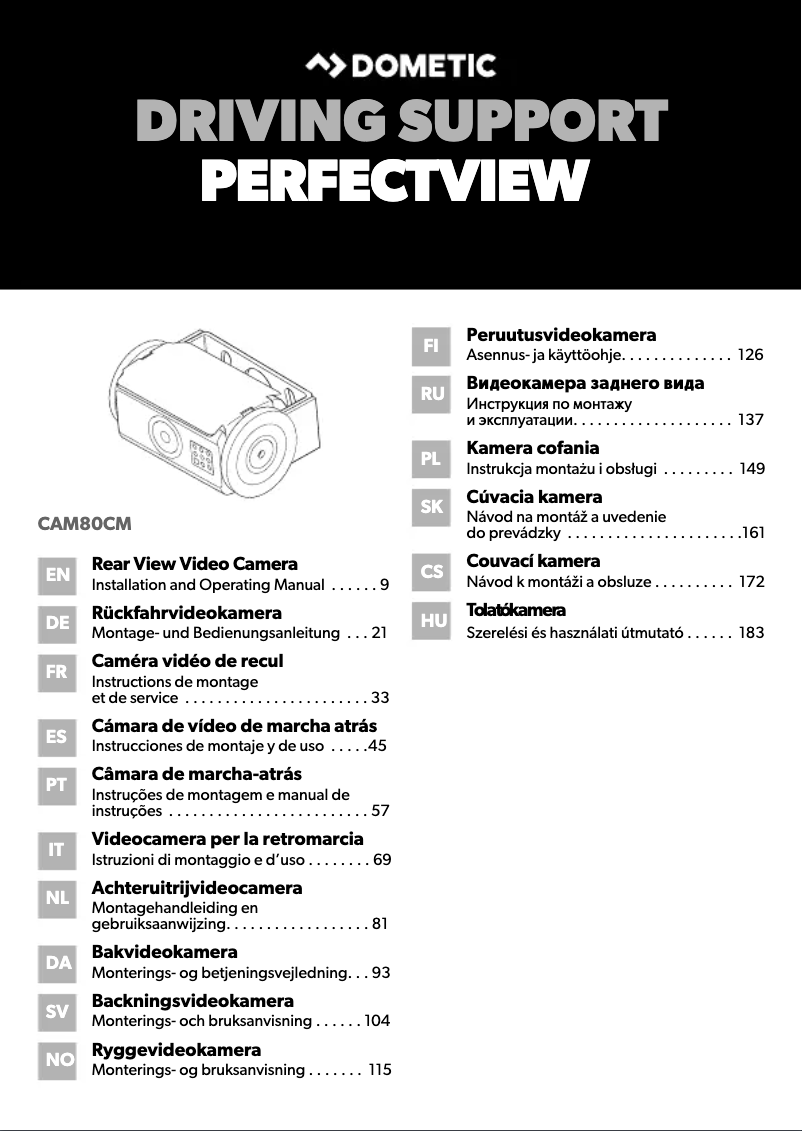 Page 1 de la notice Manuel utilisateur Dometic PerfectView CAM 80CM