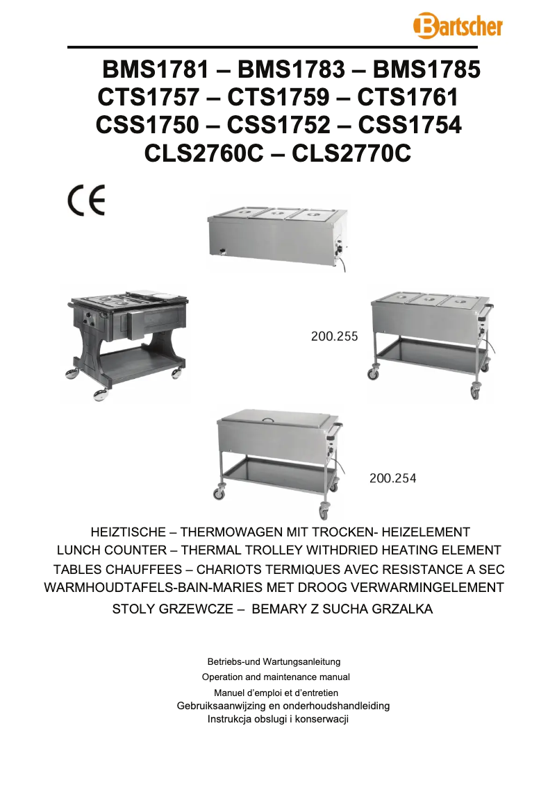 Page 1 de la notice Manuel utilisateur Bartscher 200255