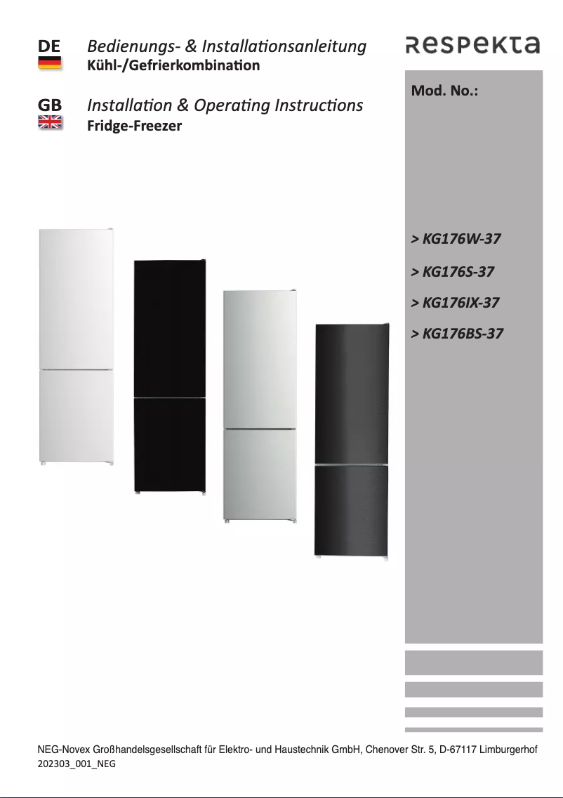 Page 1 de la notice Manuel utilisateur Respekta KG176IX-37