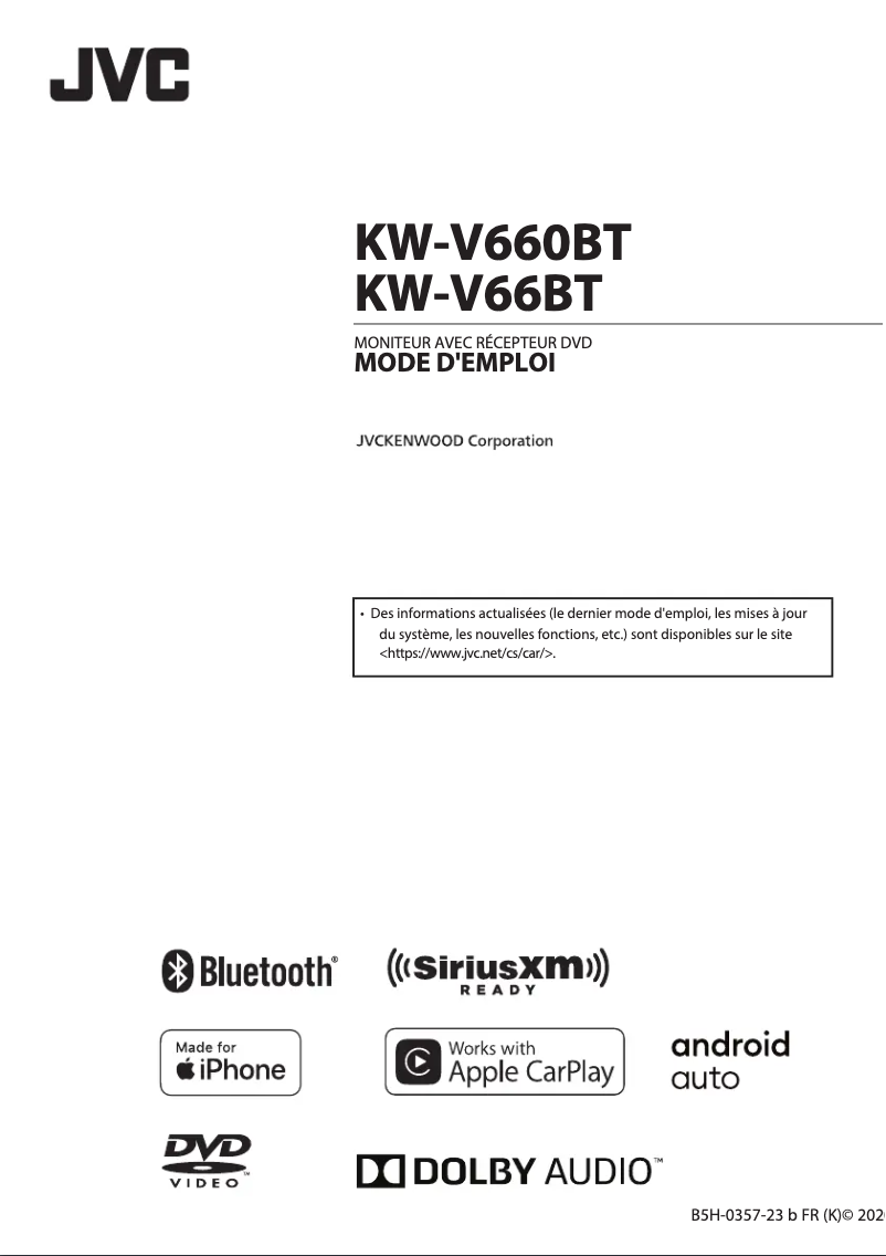 Page 1 of the manual User Manual JVC KW-V660BT