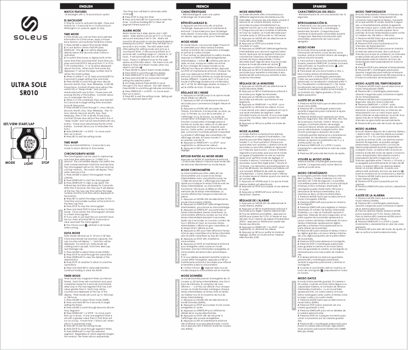 Page n°1 - Manuel utilisateur Soleus Ultra Sole SR010