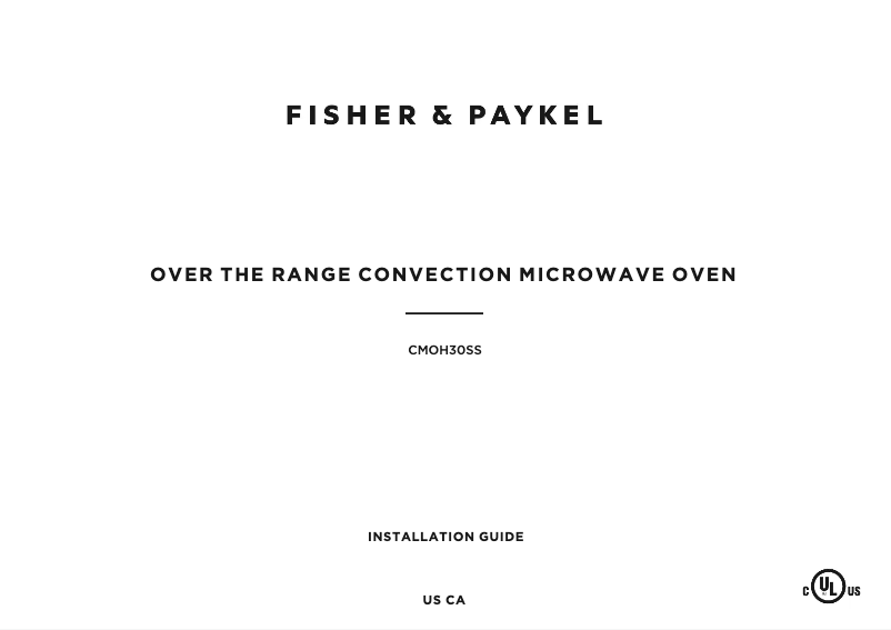 Page 1 de la notice Guide d'installation Fisher & Paykel CMOH30SS