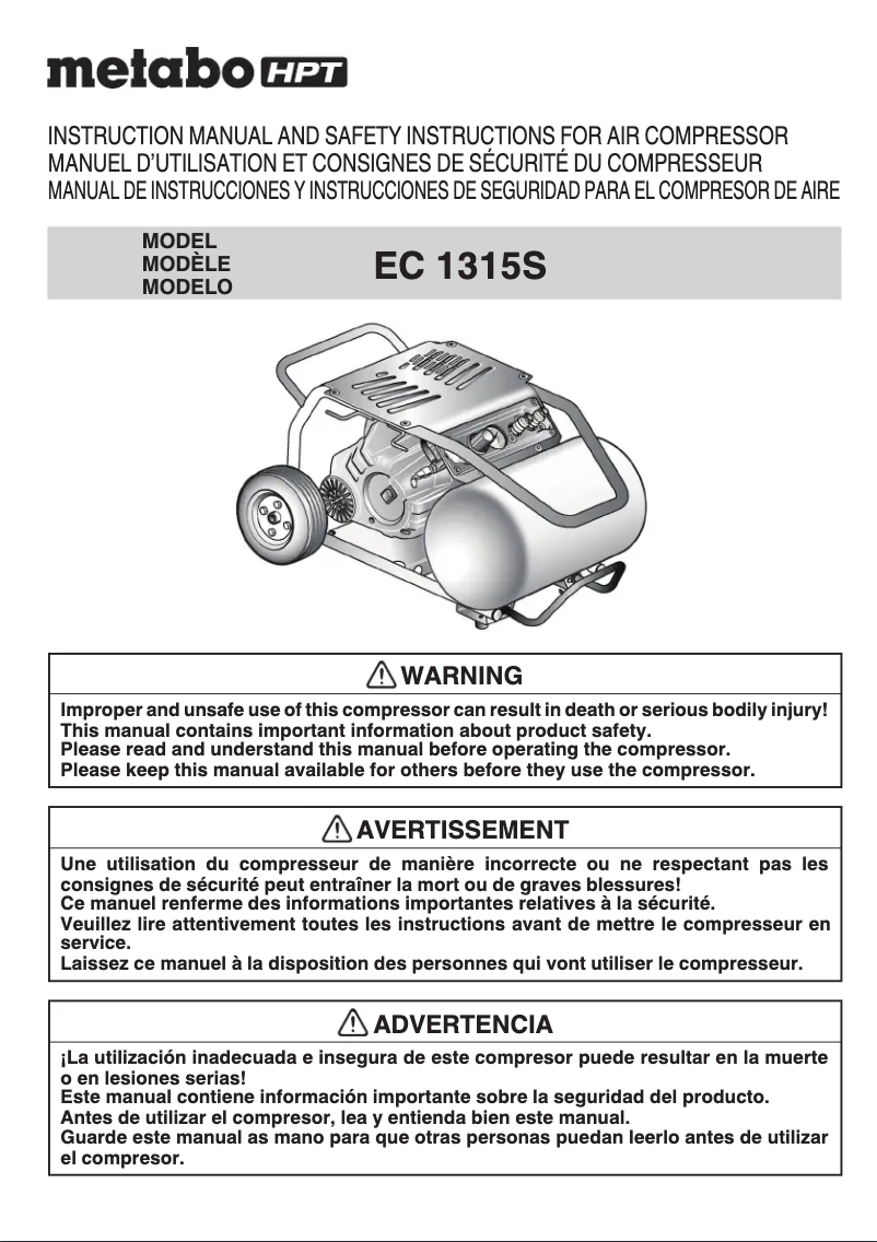 Page 1 de la notice Manuel utilisateur Metabo EC1315