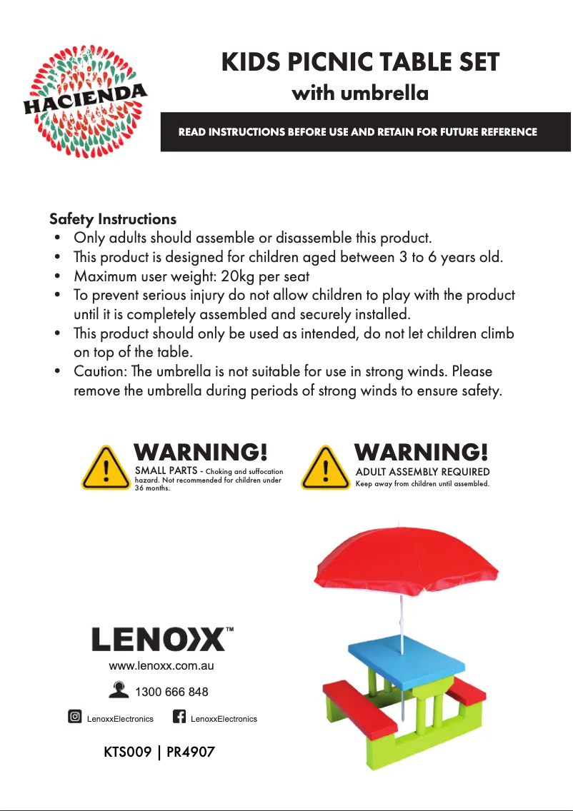 Page 1 de la notice Manuel utilisateur Gem Toys KTS009