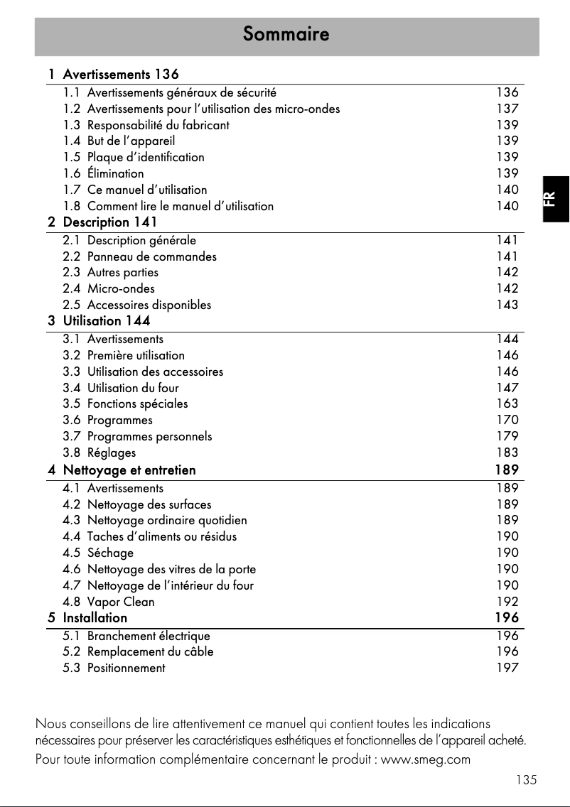 Page n°1 - Manuel utilisateur Smeg SF4604MCNX