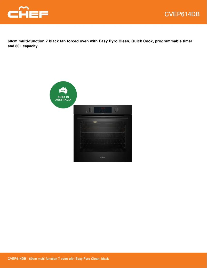 Page 1 de la notice Fiche technique Chef CVEP614DB