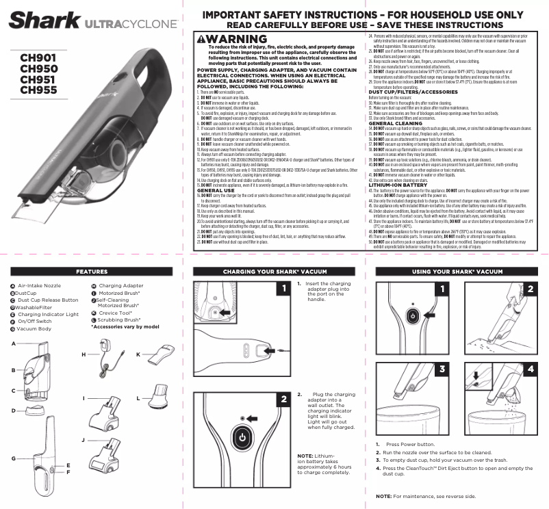 Page 1 de la notice Manuel utilisateur Shark Ultracyclone Pet Pro CH951