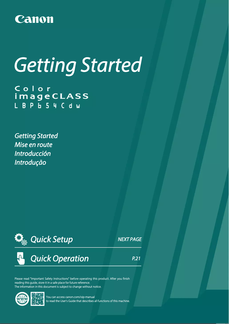 Page 1 de la notice Manuel utilisateur Canon imageCLASS LBP654Cdw