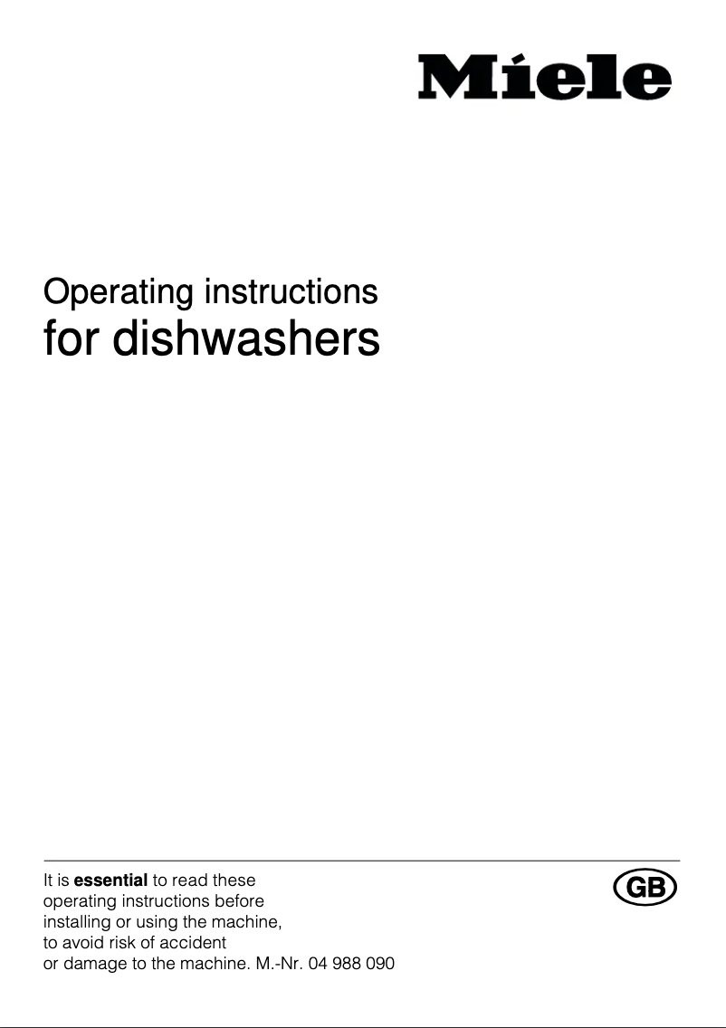 Page 1 de la notice Manuel utilisateur Miele G 605