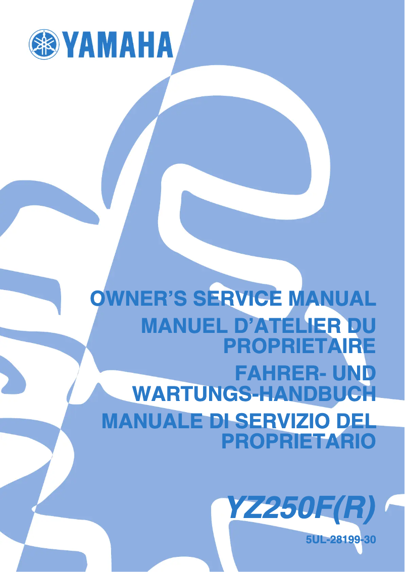 Page n°1 - Manuel utilisateur Yamaha YZ250F (2002)