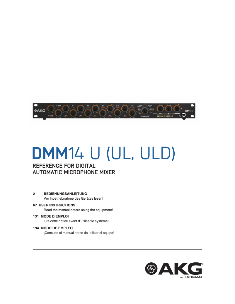 Page n°1 - Manuel utilisateur AKG DMM14 UL