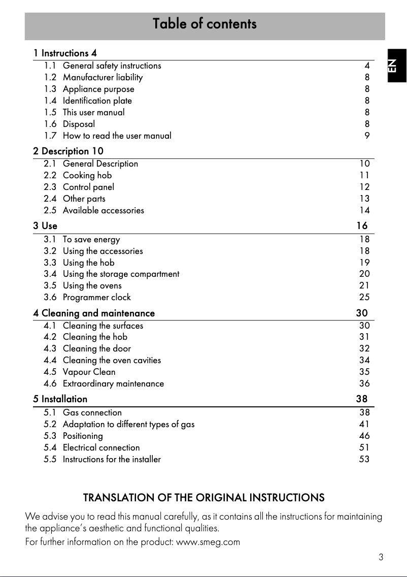 Page 1 de la notice Mode d'emploi Smeg SUK92MBL9