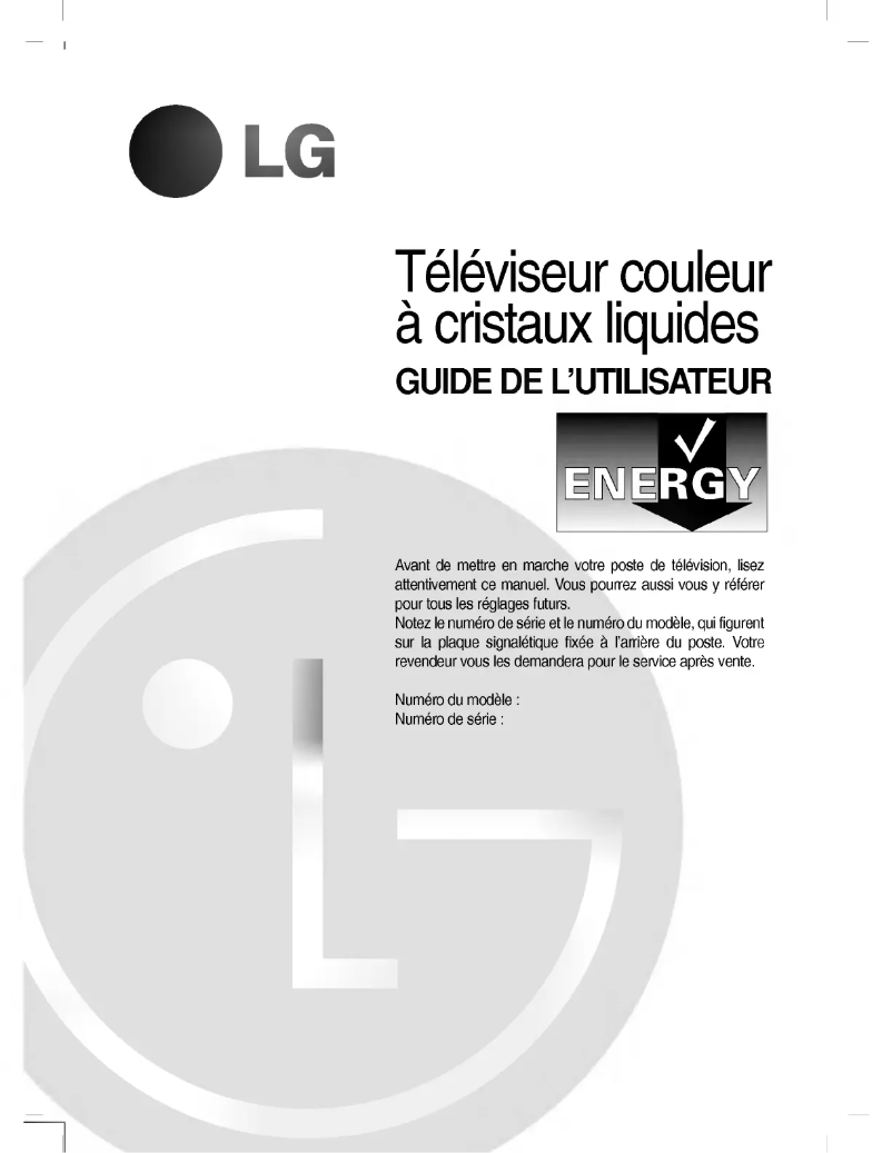 Page n°1 - Manuel utilisateur LG RZ-20LZ50
